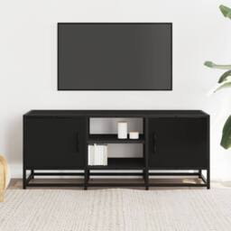 Berkfield Home TV Cabinet Black 100x35x41 cm Engineered Wood & Metal - Size: 100 x 35 x 41 cm - thumbnail 1