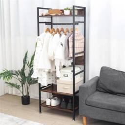 Havendro Industrial Entryway Coat Rack With Adjustable Storage Shelf in Black - thumbnail 3