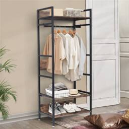 Havendro Industrial Entryway Coat Rack With Adjustable Storage Shelf in Black - thumbnail 1