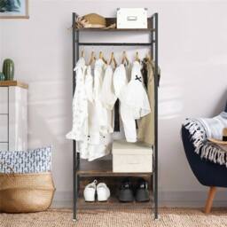 Havendro Industrial Entryway Coat Rack With Adjustable Storage Shelf in Black - thumbnail 4