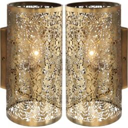 Loops 2 PACK Dimming LED Wall Light Pretty Brass Birds Steel Shade Modern Lamp Fitting in Metallics - thumbnail 1