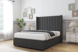 "Sloomy Falcon Dumfries Divan Set 2 Drawers-54"" Wingback in Dark Grey - Size: Double" - thumbnail 3