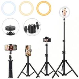 VOGREX 12 Inch Selfie Ring Light with Tripod & Phone Holder in Black - thumbnail 1
