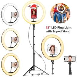 VOGREX 12 Inch Selfie Ring Light with Tripod & Phone Holder in Black - thumbnail 2