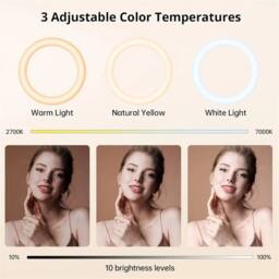 VOGREX 12 Inch Selfie Ring Light with Tripod & Phone Holder in Black - thumbnail 5