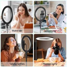 VOGREX 12 Inch Selfie Ring Light with Tripod & Phone Holder in Black - thumbnail 3