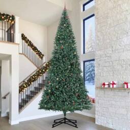 Berkfield Home Artificial Pre-lit Christmas Tree with Ball Set Green 500 cm - thumbnail 1