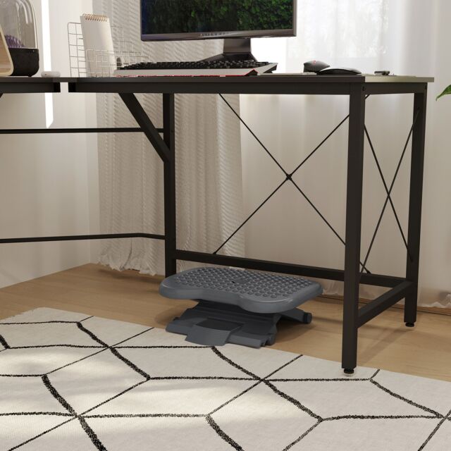 HOMCOM Ergonomic Footrest Adjustable Height & Angle, Home Office Foot Rest Stool with Non-Skid Massage Surface Texture Improves Comfort in Black - image 1