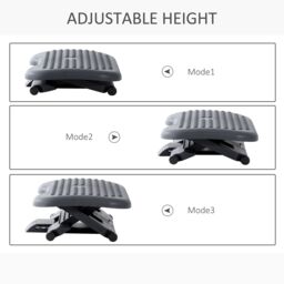 HOMCOM Ergonomic Footrest Adjustable Height & Angle, Home Office Foot Rest Stool with Non-Skid Massage Surface Texture Improves Comfort in Black - thumbnail 4