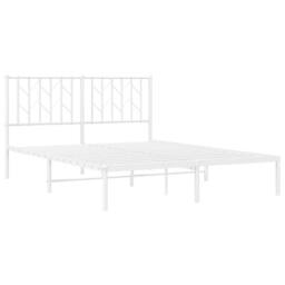 Berkfield Home Metal Bed Frame without Mattress with Headboard White 140x190cm - Size: 140x190 cm - thumbnail 4
