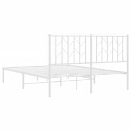 Berkfield Home Metal Bed Frame without Mattress with Headboard White 140x190cm - Size: 140x190 cm - thumbnail 7