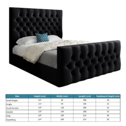 Casani Novara Upholstered Soft Velvet Bed Frame in Black - Size: King - thumbnail 4