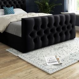 Casani Novara Upholstered Soft Velvet Bed Frame in Black - Size: King - thumbnail 3