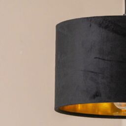 ValueLights Reni Black Velvet with Metallic Gold Inner Easy Fit Ceiling Lamp Shade - Size: Large - thumbnail 4