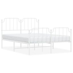 Berkfield Home Metal Bed Frame with Headboard & Footboard White 140x190 cm - thumbnail 2