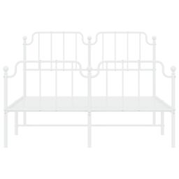 Berkfield Home Metal Bed Frame with Headboard & Footboard White 140x190 cm - thumbnail 5