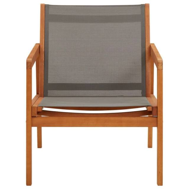 Berkfield Home Garden Lounge Chair Grey Solid Eucalyptus Wood & Textilene - image 1