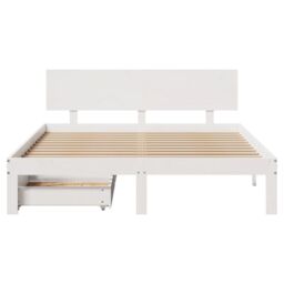 Berkfield Home Bed Frame with Drawers without Mattress White 135x190 cm Double - thumbnail 4