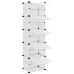 Berkfield Home Shoe Rack Transparent 44x31.5x153.5 cm PP in Clear - thumbnail 6