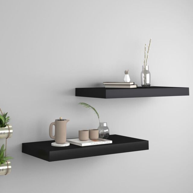 Berkfield Home Floating Wall Shelves 2 pcs Black 50x23x3.8 cm MDF - image 1