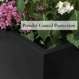 Woven Wood 80cm Long Zinc Galvanised Matte Black 60cm Tall Trough Planter - thumbnail 4