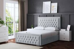 DS Living Allegra Upholstered Silver Bed with Headboard - Size: Super King - thumbnail 1