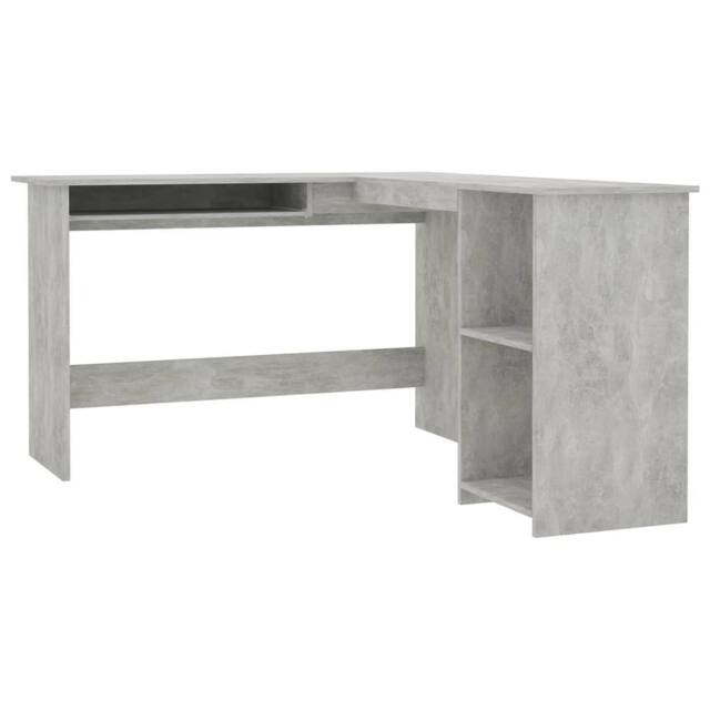 Berkfield Home L-Shaped Corner Desk Concrete Grey 120x140x75 cm Engineered Wood - Size: 120 x 140 x 75 cm - image 1