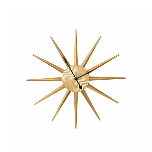 Melody Maison Gold Metal Starburst Detail Wall Clock - 60cm X 60cm - Size: 60 cm X 60 cm - image 1
