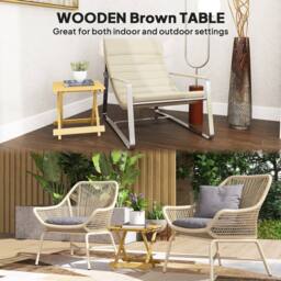 OUTSUNNY Wooden Folding Garden Table, Folding Side Table, Nature Wood Finish in Natural - Size: 1 Pack - thumbnail 4