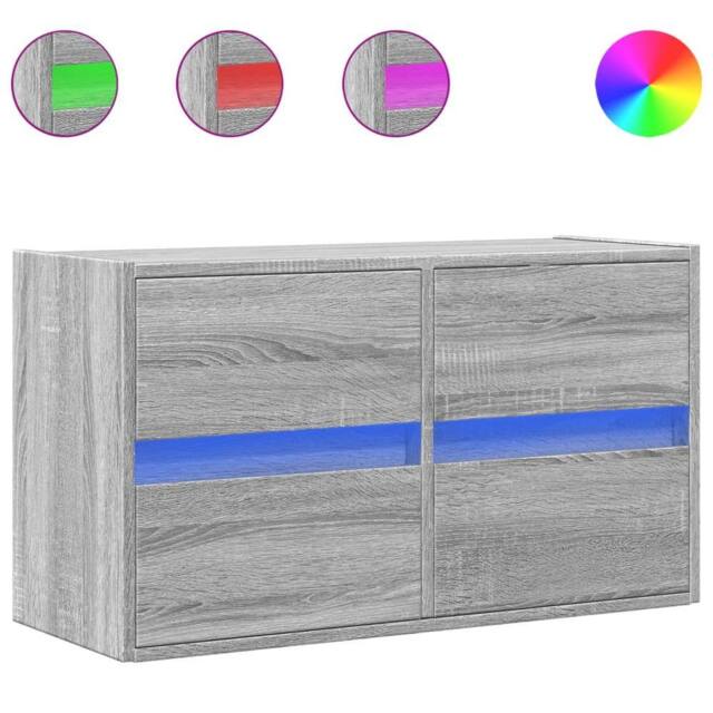 Berkfield Home TV Wall Cabinet with LED Lights Grey Sonoma 80x31x45 cm - Size: 80 x 31 x 45 cm - image 1