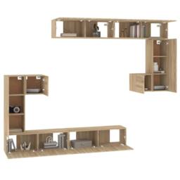 Berkfield Home Classic Wall-mounted TV Cabinet Sonoma Oak Engineered Wood in Light Brown - thumbnail 4