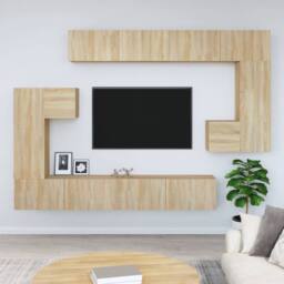 Berkfield Home Classic Wall-mounted TV Cabinet Sonoma Oak Engineered Wood in Light Brown - thumbnail 2
