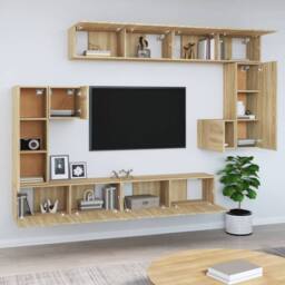 Berkfield Home Classic Wall-mounted TV Cabinet Sonoma Oak Engineered Wood in Light Brown - thumbnail 1