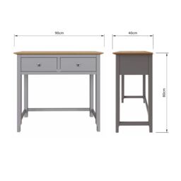 FWStyle Dove Grey 2 Drawer Dressing Table Oak Top Assembled - thumbnail 5