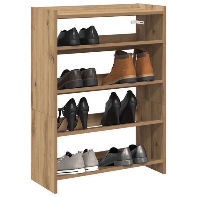 Berkfield Home Shoe Rack Artisan Oak 60x25x81 cm Engineered Wood in Brown - Size: 60 x 25 x 81 cm - image 1