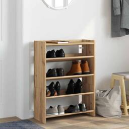 Berkfield Home Shoe Rack Artisan Oak 60x25x81 cm Engineered Wood in Brown - Size: 60 x 25 x 81 cm - thumbnail 3