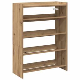 Berkfield Home Shoe Rack Artisan Oak 60x25x81 cm Engineered Wood in Brown - Size: 60 x 25 x 81 cm - thumbnail 2