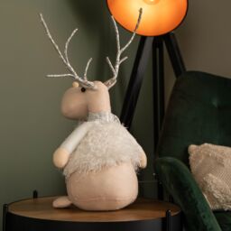 Samuel Alexander 52cm Battery Operated Plush White Christmas Reindeer with LED Lit Antlers - thumbnail 6