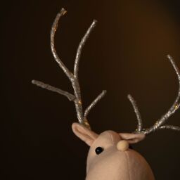 Samuel Alexander 52cm Battery Operated Plush White Christmas Reindeer with LED Lit Antlers - thumbnail 3