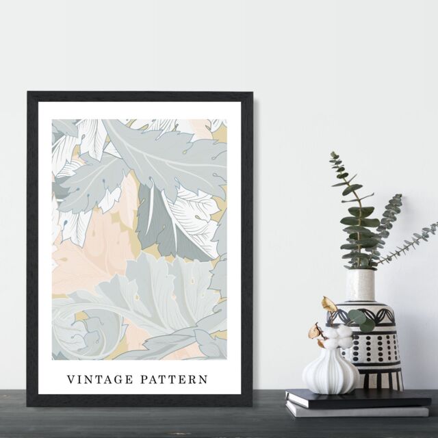 ARTZE William Morris Wreath in Green & Peach Art Print / Black Frame / SIZE: A4 - image 1