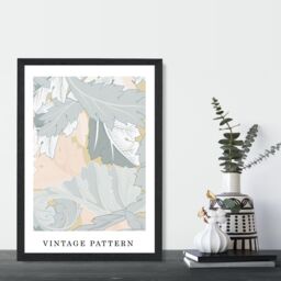 ARTZE William Morris Wreath in Green & Peach Art Print / Black Frame / SIZE: A4 - thumbnail 1