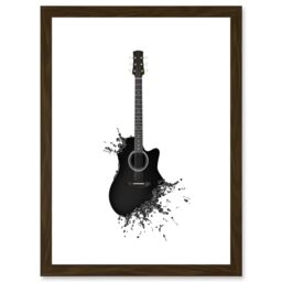 Artery8 Music Illustration Guitar Watersplash Bubble Effect A4 Artwork Framed Wall Art Print in Brown - thumbnail 1