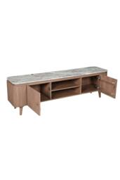 IH Design Upton Natural Marble Mango Wood Large TV Cabinet Taupe in Brown - thumbnail 4
