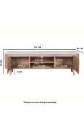 IH Design Upton Natural Marble Mango Wood Large TV Cabinet Taupe in Brown - thumbnail 7