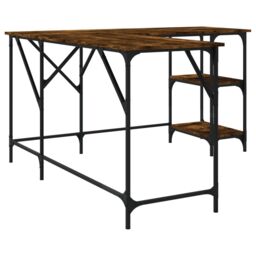Berkfield Home Desk Smoked Oak 139x139x75 cm Engineered Wood in Brown - Size: 139 x 139 x 75 cm - thumbnail 6