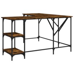 Berkfield Home Desk Smoked Oak 139x139x75 cm Engineered Wood in Brown - Size: 139 x 139 x 75 cm - thumbnail 2