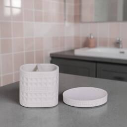 Showerdrape Maison Soft White Shimmer Bathroom Accessory Set - Soap Dish & Toothbrush Holder - thumbnail 1