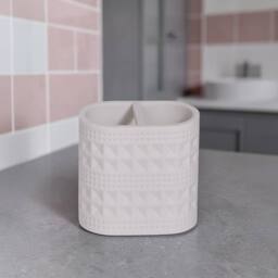 Showerdrape Maison Soft White Shimmer Bathroom Accessory Set - Soap Dish & Toothbrush Holder - thumbnail 2