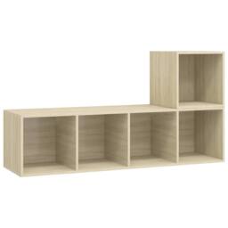Berkfield Home 2 Piece TV Cabinet Set Sonoma Oak Engineered Wood in Light Tan - thumbnail 1