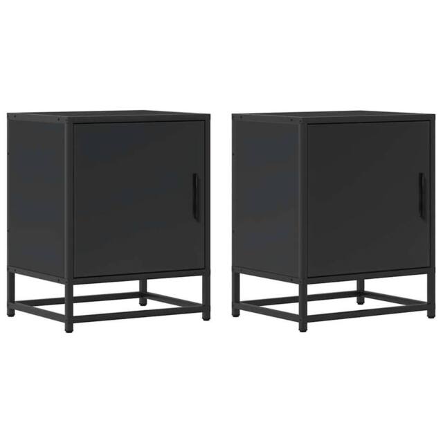 Berkfield Home Bedside Cabinets 2 pcs Black 40x31x50 cm Engineered Wood & Metal - Size: 40 x 31 x 50 cm - image 1
